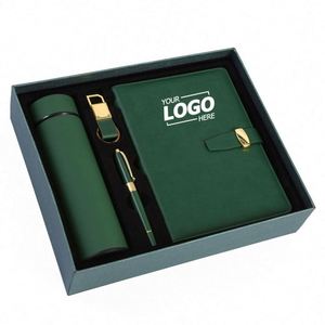 Corporate Gift <b>Set</b> Business Style PU Leather Branded <b>Notebook</b> Keychain Tumbler <b>Pen</b> Digital Printing-Employee Appreciation Event - Product Image 1