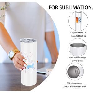 20 oz Stainless Steel Glow in the Dark Skinny Tumbler 25 Pack White Straight Sublimation Films for Business Gifts for Women - Product Image 5