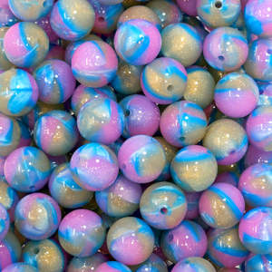 Perles en silicone rondes brillantes de 15 mm, bleu brillant, avec confettis, effet gelée, liquide arc-en-ciel, pour la fabrication de stylos DIY - Product Image 5
