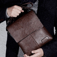 Tas Selempang Bisnis China Klasik Fashion Kulit PU Hitam Dompet Messenger Pria Tas Selempang Tas Tangan Set