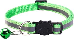 Kalung Kucing Reflektif Versi Terbaru, Pengikat Kepala Kucing Model Breakaway, Dapat Disesuaikan, Bahan Nilon Ringan Bergaris, Kalung Hewan Peliharaan Kucing Anjing Dengan Lonceng - Product Image 5