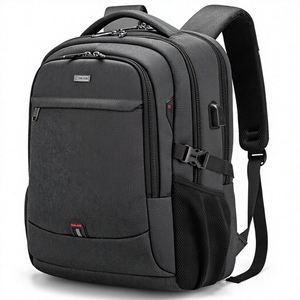Sac à dos pour ordinateur portable en denim personnalisé de 17 pouces, sangle réglable, fermeture éclair, capacité de 28 L, résistant à l'eau, port de charge USB, unisexe, voyage - Product Image 1