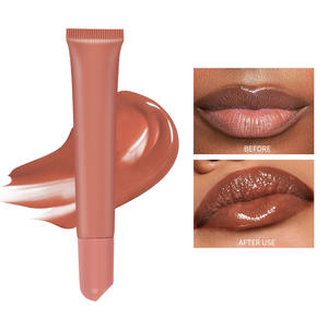 Baume à lèvres teinté brillant à la gelée de framboise végétalien avec logo personnalisé, hydratant naturel, brun rose, gelée minérale à la fraise, brillant à lèvres - Product Image 3