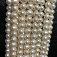 Perles en vrac 8-9 mm, perles d'eau douce naturelles semi-finies pour collier, perles blanches pures presque rondes pour la fabrication artisanale DIY