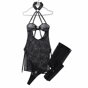Yicheng Lingerie Babydoll Halter pour Femme Adulte, Robe de Nuit Transparente à Fente, Hilitos, Lingerie Érotique en Dentelle pour Femme - Product Image 6