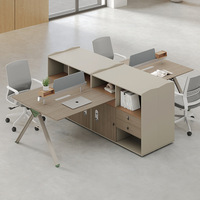 Set Scrivania e Sedia da Ufficio Moderno Minimalista con Scatola Rimovibile per Gestione Cavi in PVC, Postazioni di Lavoro Stile Cubicolo di Grado Finanziario