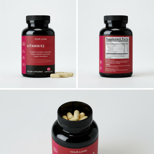 Capsules de Vitamine K2 OEM/ODM - Complément Alimentaire Personnalisé pour la Santé Osseuse des Adultes, 60 Capsules, 2 Capsules par Portion, Durée de Conservation de 24 Mois - Product Image 2