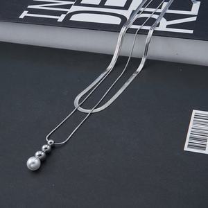 Joyería de acero inoxidable chapado en oro de 18 quilates PVD, cadena de serpiente de doble capa, bola de acero, colgante de perla para mujer, collar de regalo P233395 - Product Image 6