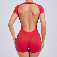 Combinaison de yoga une pièce compressive, séchage rapide et effet froissé, justaucorps sportif sans manches