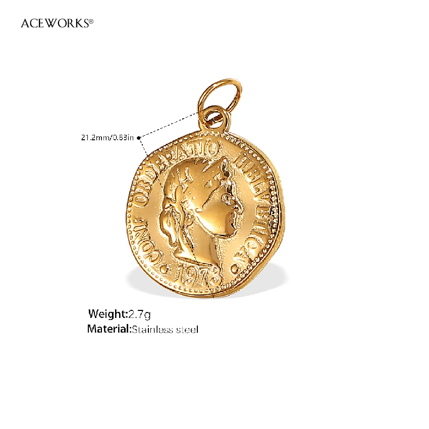 Breloque pièce de monnaie profil royal vintage