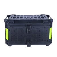 Boîte de rangement supérieure pour moto 65L en alliage d'aluminium ajouré noir élégant à dégagement rapide, idéale pour les longues distances – Vente directe usine