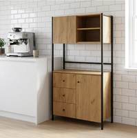 Buffet de cuisine en bois massif, armoire de rangement autoportante avec 3 compartiments, multifonctionnel