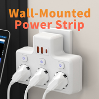 Multiprise murale EU 3 prises + 2 USB-A + 1 PD 3.0 10A IP44 avec prise secteur 220V/110V