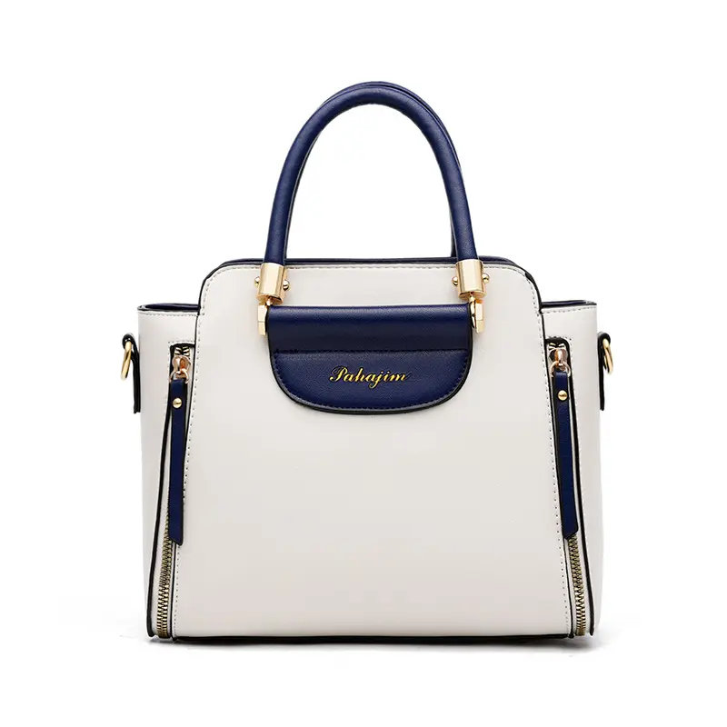 2022 Luxury Fashion High Capacity Women Tote Bag Sac A Main Femm A Bas Prix Designer Lady Blue White Leather Metal Tote Handbag