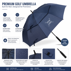 Parapluie publicitaire personnalisé pour salon professionnel, parapluie de golf droit résistant au vent en polyester, cadeau promotionnel pour branding d'entreprise - Product Image 6