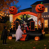 Château gonflable commercial d'Halloween en forme de citrouille pour enfants, idéal pour les fêtes.