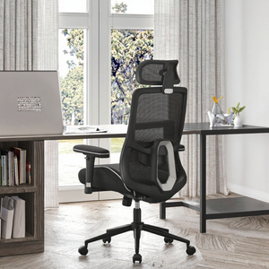 Chaise de bureau ergonomique moderne de grande taille, noire, avec hauteur de siège réglable, design en maille plastique, livraison gratuite aux États-Unis et à l'étranger - Product Image 2