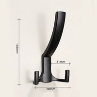 Crochets muraux géométriques à double patte en zinc massif noir mat, fixation dissimulée inclinée, porte-peignoir pour entrée et hôtel