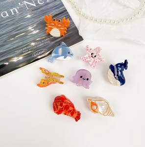Pinces à cheveux personnalisées Qianjin en acétate, mini-animaux marins : baleine, <span class=keywords><strong>crabe</strong></span>, poisson - Product Image 2