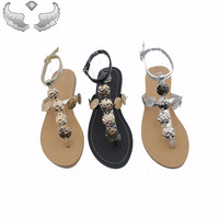Sandales d'été pour femmes en métal, design populaire, respirantes, durables, légères, à boucle, faible MOQ pour essai