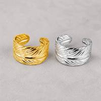 Beimai OEM Klassischer 18K Vergoldeter Edelstahl Verstellbarer Flügel-Offener Ehering für Geschenk & Party