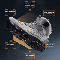 Chaussures de sécurité montantes personnalisées pour hommes, résistantes aux chocs, avec embout en acier, anti-perforation et boucle rotative – Vente en gros