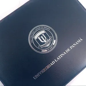 A4 8.5*11 Logotipo Personalizado PU Leatherette Universidade Certificado Pasta PU Grau Diploma Cover