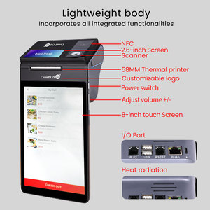 Système de point de vente portable Android 14.0 à double écran 8 pouces 3 Go + 16 Go avec imprimante 58 mm POS-108 NFC, terminal de caisse enregistreuse - Product Image 2