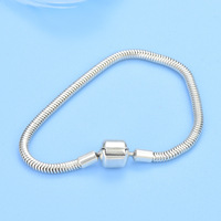 Bracelet Chaîne Souple Uni à Boucle Carrée Simple en Argent Sterling 925, Bangle Basique Os de Serpent, Accessoires DIY pour la Fabrication de Bijoux