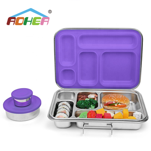 Boîte à lunch Aohea de haute qualité en acier inoxydable 304, récipient alimentaire en acier inoxydable, boîte à lunch bento scolaire avec boîte à goûter en silicone - Product Image 2