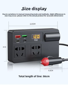 Inversor de Corriente para Automóvil de 12V 24V a 110V 220V, Adaptador Convertidor de Voltaje Portátil con Enchufe para Inversor de Corriente Multifuncional - Product Image 6