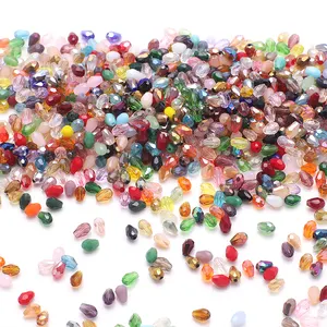 朱比4X6MM毫米彩色水晶泪珠混合100件珠宝制作用优质水滴玻璃珠