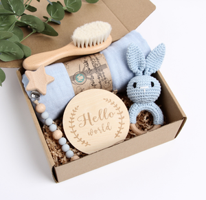 Yeni varış üreticisi toptan hediye sepetleri duş şartları Set özel hediye seti bambu pamuk bebek için tülbent eşarp battaniye - Product Image 3