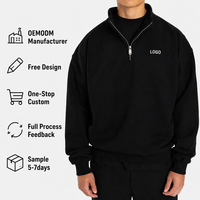 Sweat-shirt à col zippé 1/4 personnalisé OEM, brodé, en molleton de coton et polyester, écologique, durable, coupe décontractée, pour homme
