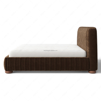 Lit FERLY Vivienne de luxe moderne avec tête de lit en velours et détails de couture plissée, cadre de lit King Size, mobilier de chambre sur mesure