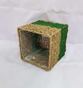 Eco-Friendly Handwoven Seagrass Plant <b>Pot</b> for B2B Export Natural Woven Rattan Basket with Protective Plastic Liner - Product Image 1