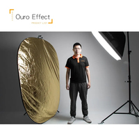 KAMPHO Réflecteur de lumière à disque portable pliable 2 en 1 avec sac pour studio et photographie-Or, argent