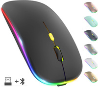 Mouse Nirkabel Isi Ulang RGB LED Pelacakan Optik Desain Ergonomis DPI Dapat Disesuaikan 6 Tombol untuk Gaming Laptop PC Mouse