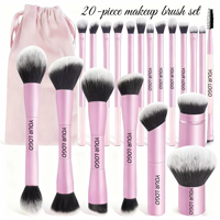 Ensemble de 20 pinceaux de maquillage professionnels à double embout, ensemble de pinceaux tout-en-un pour le fond de teint, les fards à paupières et le blush