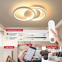 Plafonnier LED rond moderne à télécommande, montage en surface, certification CE RoHS FCC, 3 couleurs réglables, 32W