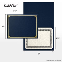 Porte-diplôme de graduation Lehuipp, 30 pièces/boîte, bleu marine en lin avec feuille d'or, taille 9 1/2 x 12, porte-certificats en papier