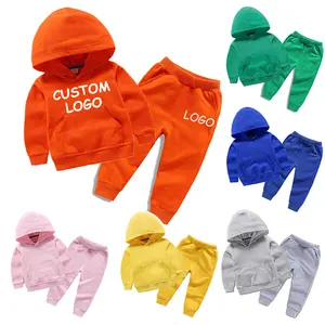 Custom LOGO Children Clothes Suit Hoodies Jogging Outfits Fashion 2 Piece Hooded Kids Tracksuit Sweatsui Girl Boys Clothing Sets