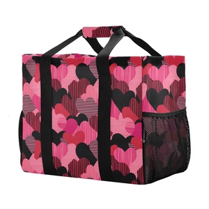 Sac de shopping pour femmes imprimé sur mesure avec des cœurs roses hawaïens, sac à main avec bandoulière, sac isotherme réfrigéré - Product Image 2