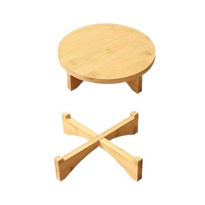 Bamboo Round Cake <b>Stand</b> Single Layer Natural Wood Color Desktop Display Shelves For Dessert Serving - Product Image 3