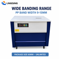Mesin Pengikat Karton Semi Otomatis 006 High Table PP Banding Machine, Mesin Pengikat Kotak Tugas Berat, Mesin Pengemas Sabuk Kardus, Model Berdiri