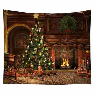 Tapisserie murale géante personnalisée pour cheminée, arbre de Noël, toile de fond pour décoration de Noël - Product Image 5
