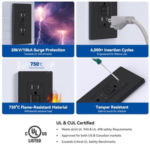 ELEGRP GFCI 콘센트 15 암페어, TR 내부 벽 자체 테스트 GFCI 벽면 소켓 제조업체 접지 결함 차단기 - Product Image 4