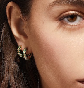 2025 exquisita joyería de moda para mujer Plata de Ley 925 18K chapado en oro Sessan Esmeralda circón aros pendientes - Product Image 2