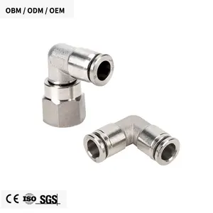 Push in fittings ss rotary push in two touch fitting stainless male & female 90 degree swivel elbow