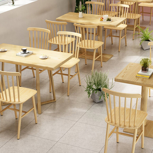 Bộ bàn ghế gỗ nội thất thương mại, ghế sofa băng ghế da cho quán cà phê, phòng chờ, tiệc trà chiều, nhà hàng - Product Image 2